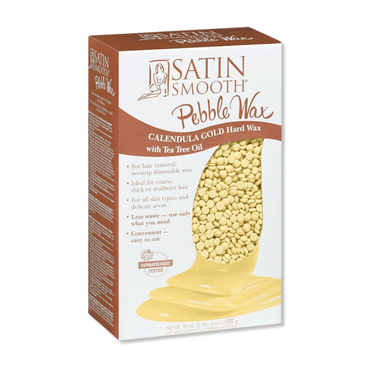 SATIN SMOOTH_Pebble wax- Calendula Gold Hard Wax with Tea Tree Oil 35oz_Cosmetic World